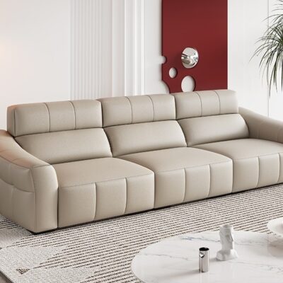 极简风软包家用沙发 意式客厅公寓生态真皮沙发