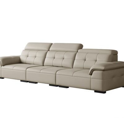 简约大气可调节头枕科学分区承托无粉高密海绵软包分体直排沙发 极简客厅荔枝纹进口黄牛皮沙发