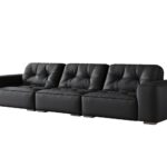 设计师款 黑金刚沙发 极简风时尚客厅头层牛皮荔枝纹沙发