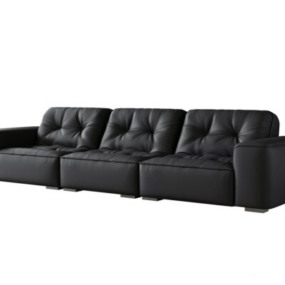 设计师款 黑金刚沙发 极简风时尚客厅头层牛皮荔枝纹沙发