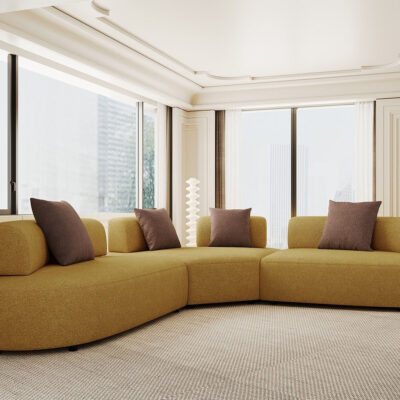 设计师款 弧形沙发 简约大气家用客厅泰迪绒舒适软包沙发极简创意可移动靠背异形沙发
