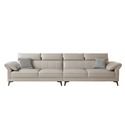 极简风家用客厅荔枝纹头层黄牛皮面料软包组合沙发