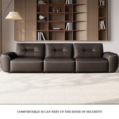 极简风轻压摔纹沙发 意式家用软包1.2mm全头层黄牛皮沙发