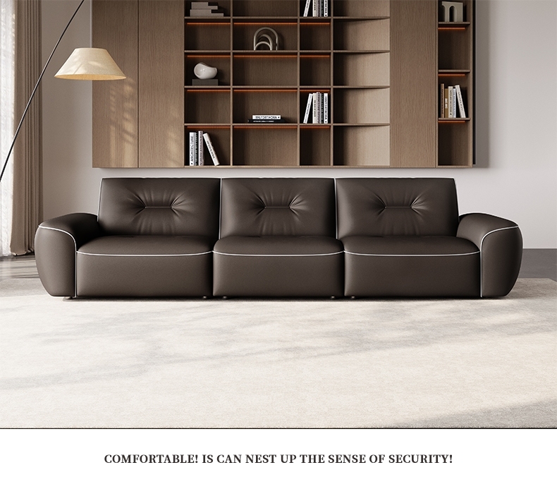 极简风轻压摔纹沙发 意式家用软包1.2mm全头层黄牛皮沙发
