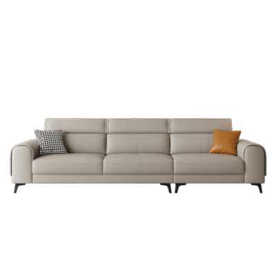 简约家用舒适软包沙发 极简风头层黄牛皮荔枝纹沙发