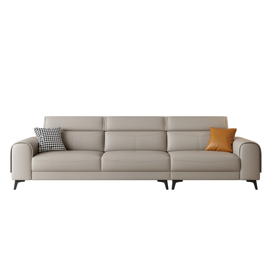 简约家用舒适软包沙发 极简风头层黄牛皮荔枝纹沙发