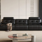 极简风格客厅柔软透气生态真皮软包沙发 人体工学设计宽大坐深可躺可坐舒适分体直排沙发