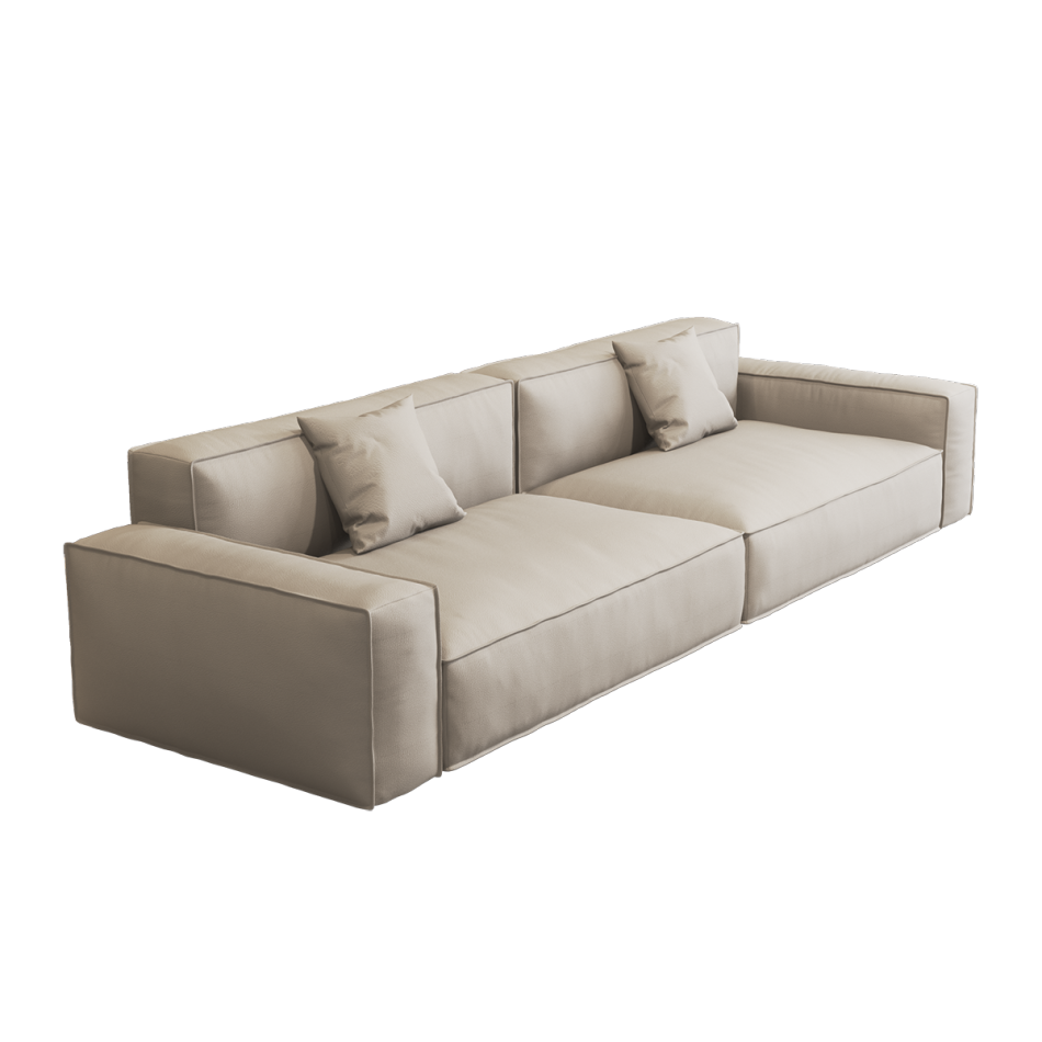 豆腐块沙发 意式极简客厅头层牛皮直排沙发