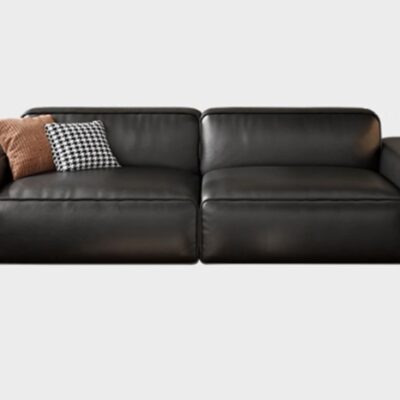 极简风头层牛皮沙发 简约客厅包边工艺大黑牛电动平推沙发床