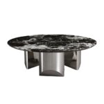 极简创意客厅简约范思哲黑人造大理石圆形茶几