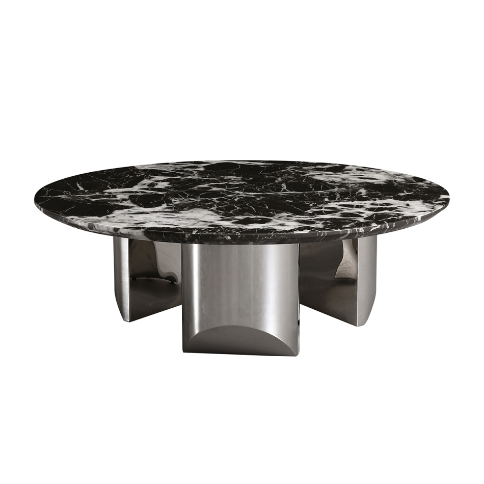 极简创意客厅简约范思哲黑人造大理石圆形茶几
