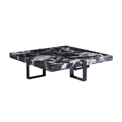 极简风宝格丽黑人造大理石客厅简约正方形茶几