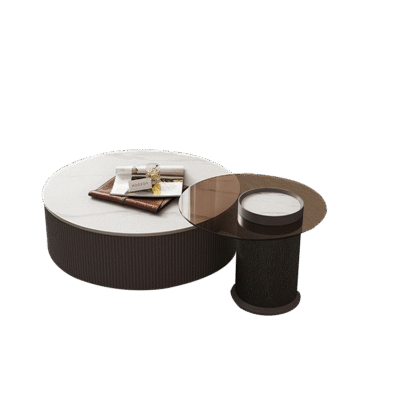 极简家用哑光雪山白岩板简约高端钢化玻璃储物茶几