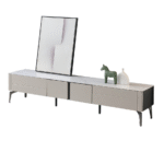 极简风家用客厅亮光雪山白岩板收纳置物电视柜