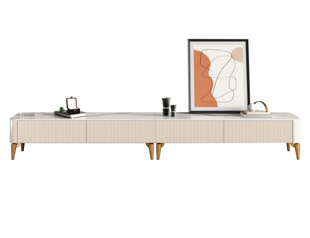 轻奢大小户型地柜亮光岩板长方形简约电视柜