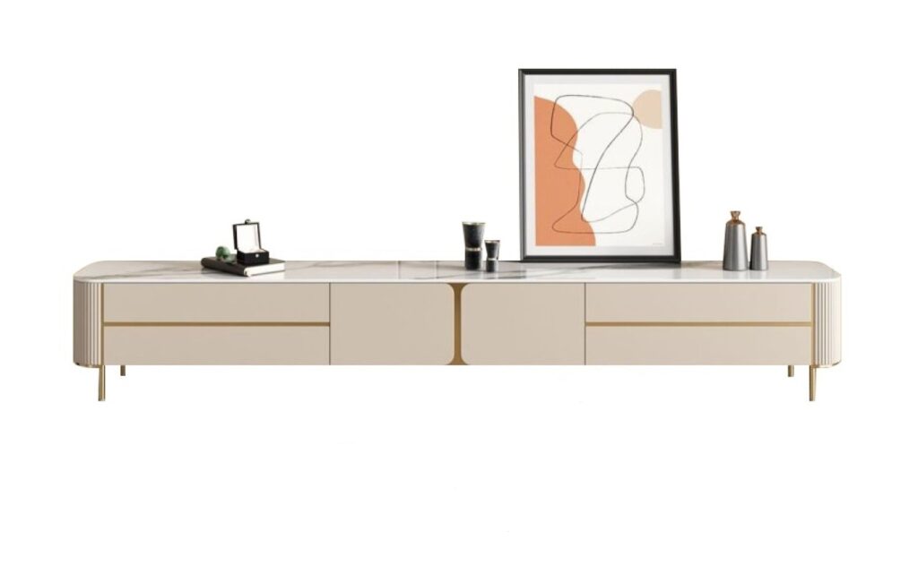 意式轻奢创意客厅储物地柜家用亮光岩板电视柜