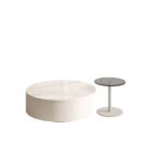 客厅家用奶油风亮光雪山石岩板组合茶几