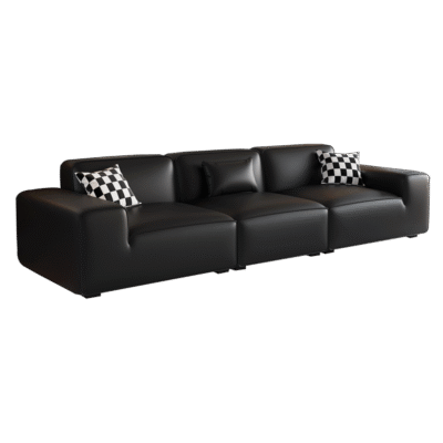 avenue大黑牛沙发 极简风家用荔枝纹头层牛皮直排沙发