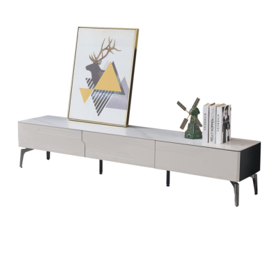 意式简约风亮光雪山白岩板地柜极简家用客厅收纳电视柜