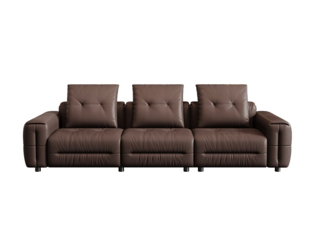 极简风亮光头层牛皮沙发 客厅休闲皮艺荔枝纹软包沙发