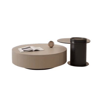 极简风格组合茶几 家用客厅双抽储物圆形茶几