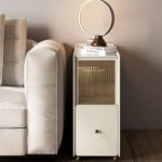 奶油风 时髦岩板设计家用客厅卧室可移动边柜