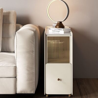 奶油风 时髦岩板设计家用客厅卧室可移动边柜