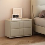 时尚扪皮工艺双抽收纳柜极简矮脚床头柜(mz1 2)