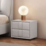 时尚耐脏科技布双抽收纳柜极简矮脚床头柜(木莉2218 1)