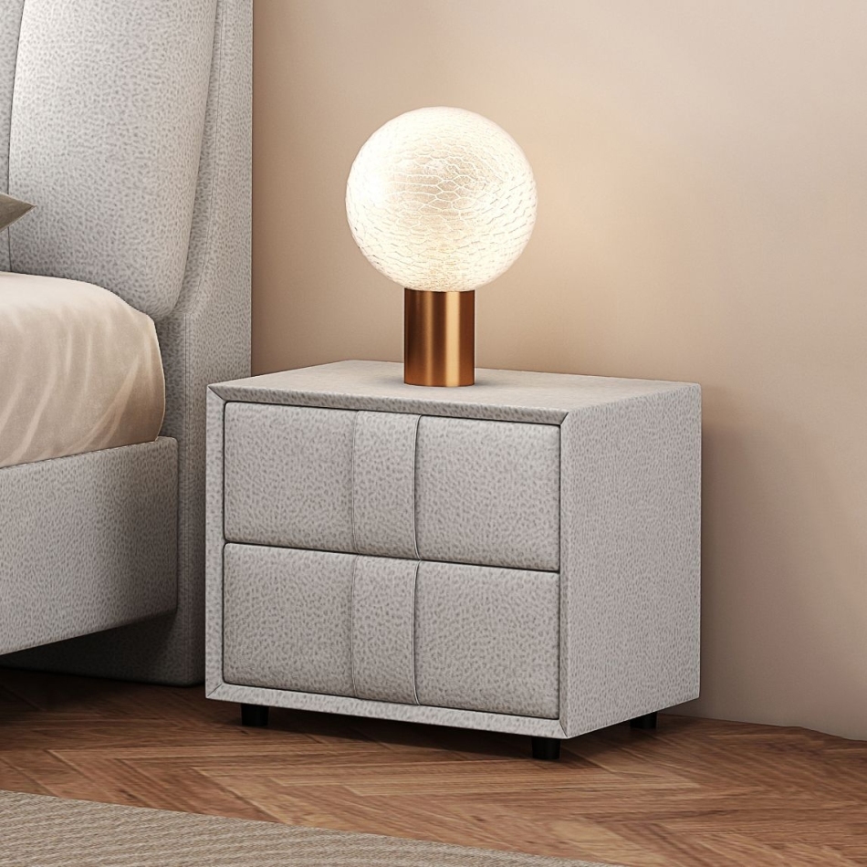 时尚耐脏科技布双抽收纳柜极简矮脚床头柜(木莉2218 1)