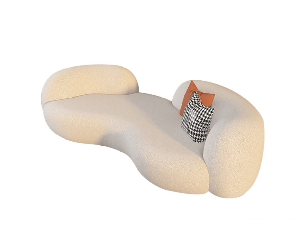 意式客厅小户型奶油风羊羔绒布艺沙发创意弧形沙发