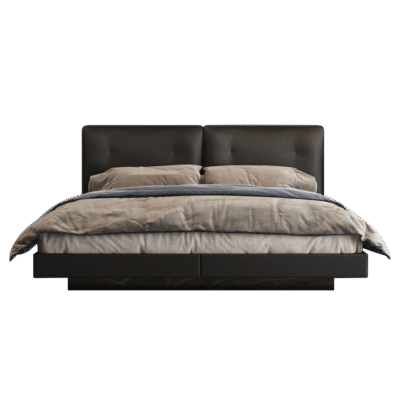 设计师款 迪兰床 意式极简头层牛皮软包双人大床简约舒适卧室齐边床