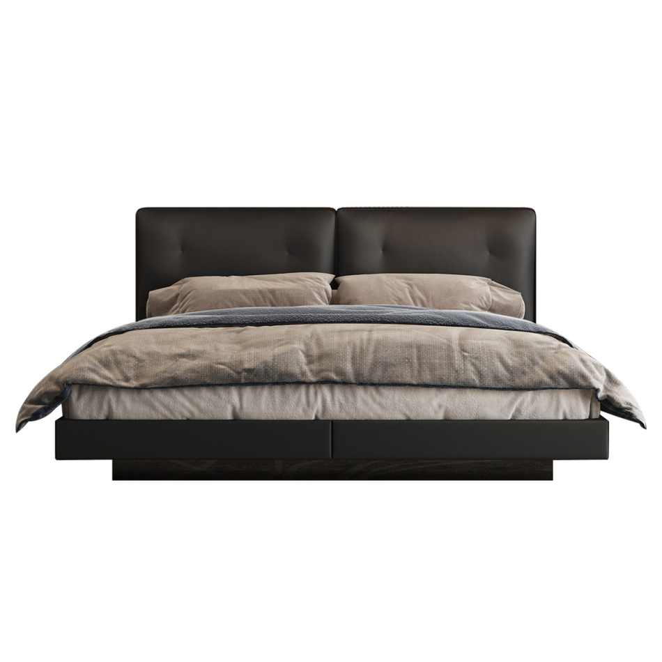 设计师款 迪兰床 意式极简头层牛皮软包双人大床简约舒适卧室齐边床