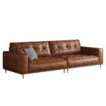 中古风客厅家用组合沙发 简约公寓亮光油蜡头层牛皮直排沙发