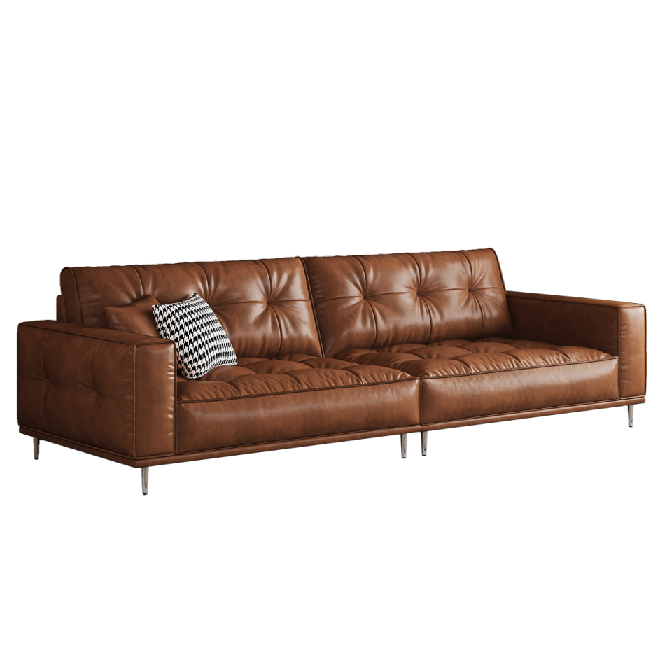 中古风客厅家用组合沙发 简约公寓亮光油蜡头层牛皮直排沙发 中古风客厅家用组合沙发 简约公寓亮光油蜡头层牛皮直排沙发