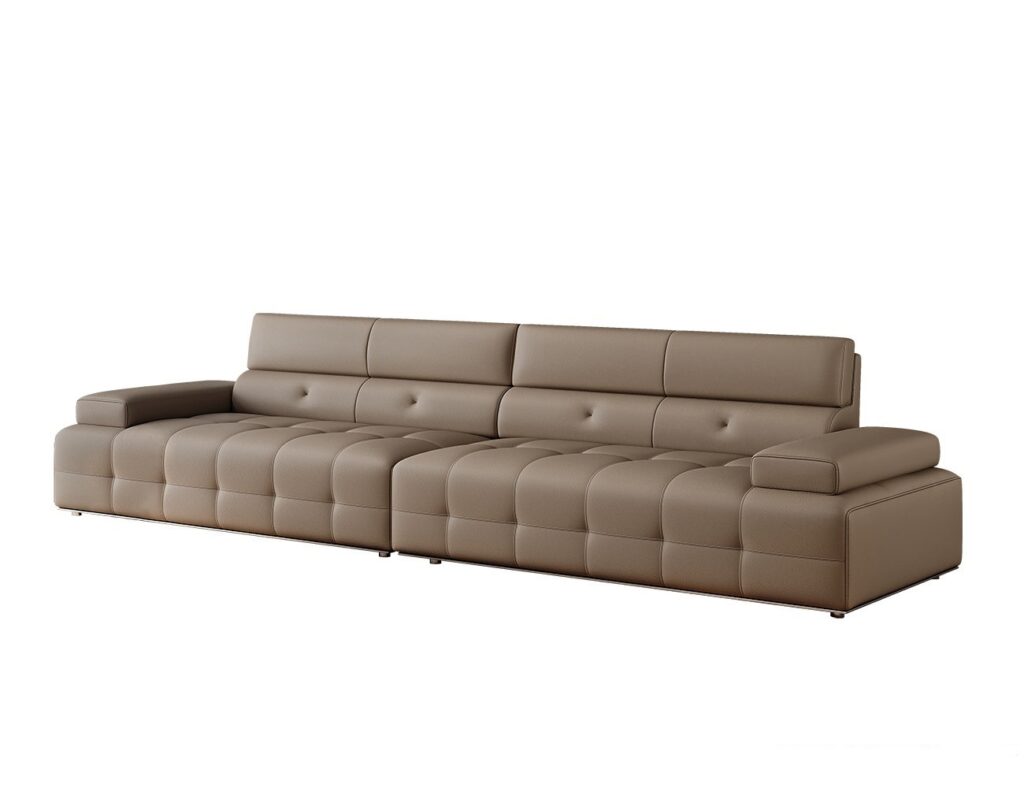 意式极简风荔枝纹沙发 家用简约1.4mm全头层黄牛皮软包沙发