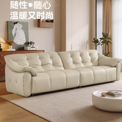 设计师款 小牛熊抱沙发 意式极简风软包皮艺沙发 客厅休闲亮光头层牛皮荔枝纹沙发