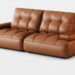 意式极简风荔枝纹头层牛皮沙发 简约客厅可调节活动靠背沙发