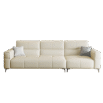 意式极简家用客厅荔枝纹头层黄牛皮软包直排组合沙发