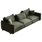 中古风客厅亲肤雪尼尔布艺软包沙发可调节靠背大坐深直排沙发