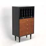 中古风系列 霍格沃茨边柜创意复古中古风黑色胡桃双拼边柜