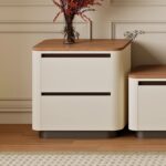 极简风家用收纳边柜 时尚简约客厅胡桃木纹储物斗柜