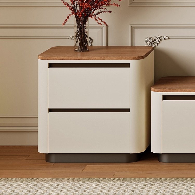 极简风家用收纳边柜 时尚简约客厅胡桃木纹储物斗柜