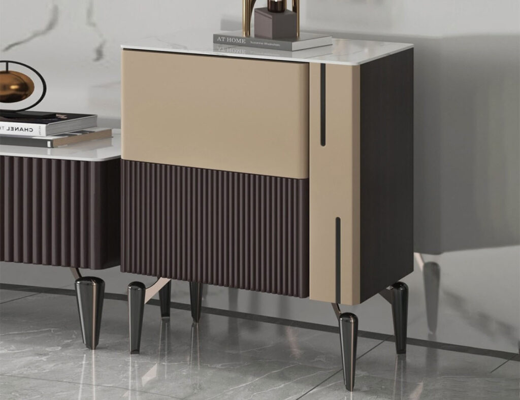 极简时尚亮光岩板客厅收纳储物边柜