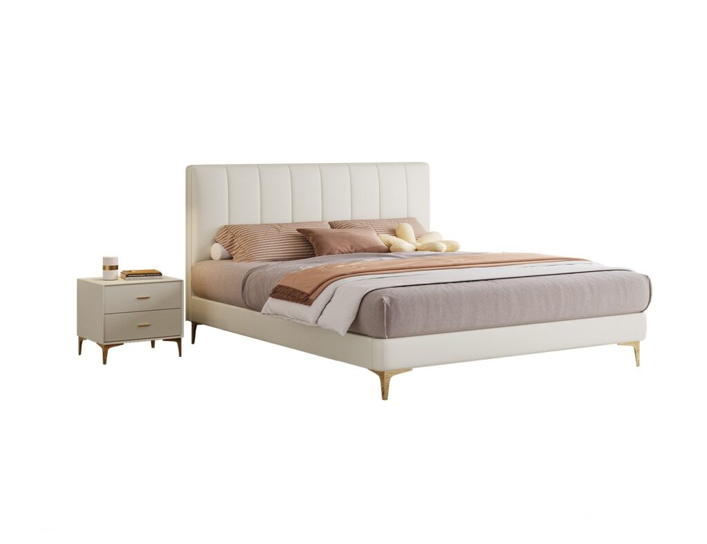 意式轻奢风齐边齐尾床 卧室大小户型生态真皮软包床