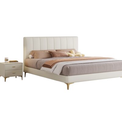 意式轻奢风齐边齐尾床 卧室大小户型生态真皮软包床