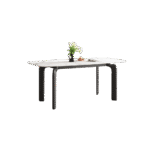 设计师款 大象腿餐桌 简约时尚亮光雪山白岩板台面餐台极简风家用餐厅长餐桌