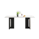 极简时尚长方形餐桌 家用简约12mm亮光雪山白岩板餐桌