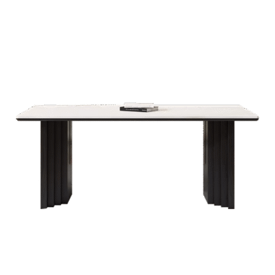 中古风系列 实木长餐桌复古长方形简约家用哑光岩板餐桌