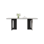 极简风12mm亮光雪山白岩板餐桌时尚个性长方形餐桌